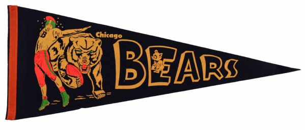 1960s Chicago Bears Full Size 29" Football Pennant