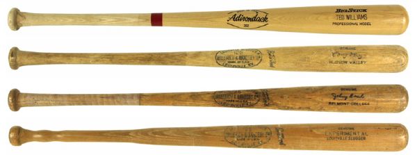 1960-70S Lot of (4) H&B Louisville Slugger Adirondack Player Model & Experimental Bats (MEARS LOA)
