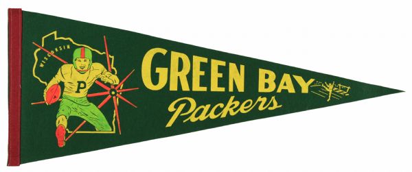 1960s Green Bay Packers Full Size 29" Football Pennant