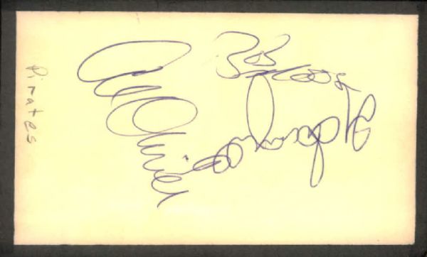 1970s Bob Moose Manny Sanguillen & Al Oliver Pittsburgh Pirates Signed Index Card - JSA
