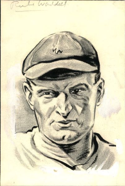1897-99 Rube Waddell Louisville Colonels "TSN" Original Illustration Artwork (Sporting News Collection Hologram/MEARS LOA) Unique, 1:1