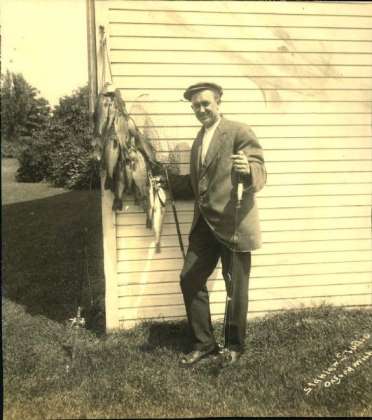 1940s circa Ty Cobb Catch of the Day - Rex Teeslink Original First Generation 7" x 8" Personal Photo (LOA MEARS/Rex Teeslink)