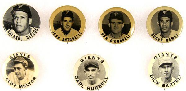 1940s - 50s PM10 NY / San Francisco Giants Lot of (7) Pinback Buttons