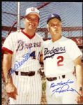 Eddie Mathews Milwaukee Braves Signed 8 x 10 Photo Lot of 2 - One with Tom Lasorda & One Billy Herman - JSA 