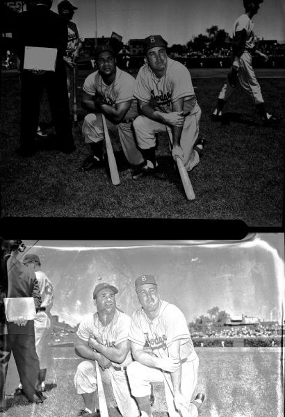 1955 Roy Campanella Duke Snider Brooklyn Dodgers Original Acetate File Negative (Chicago Sun Times Hologram/MEARS Auction LOA) - Lot of 2