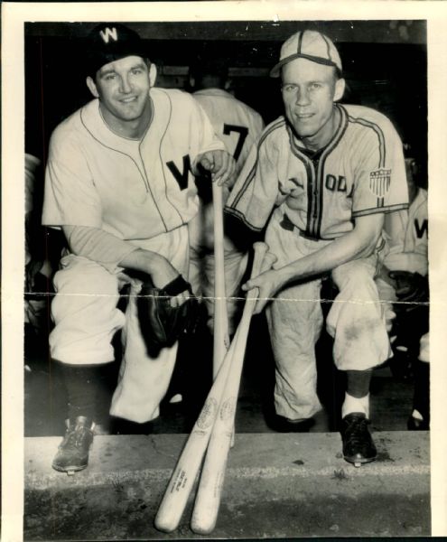 1945 One-Armed Pete Gray One-Legged Burt Shepard Meet "The Sporting News Collection Archives" Original 8" x 10" Photo (Sporting News Collection Hologram/MEARS Photo LOA)