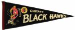 1960s Chicago Black Hawks Bubby Hull Full Size 29" Hockey Pennant