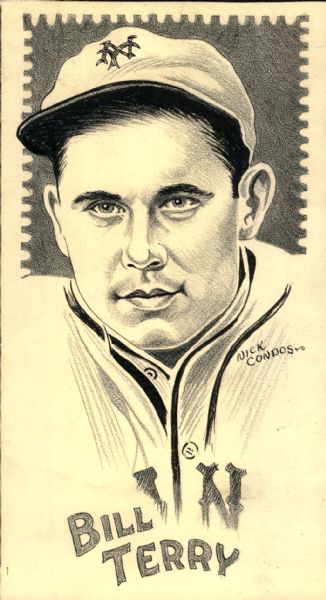 1928-32 Bill Terry New York Giants "TSN" Original Illustration Artwork (Sporting News Collection Hologram/MEARS LOA) Unique, 1:1