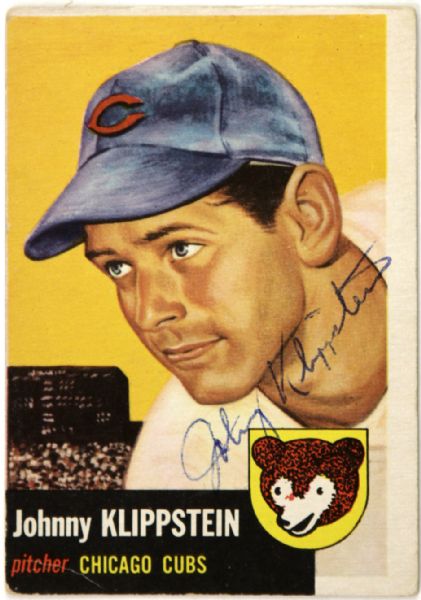 1954 Johnny Klippstein Chicago Cubs signed Topps Baseball Card (JSA)