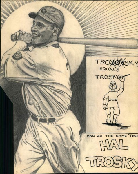 1933-35 Hal Trosky Cleveland Indians "TSN" Original Illustration Artwork (Sporting News Collection Hologram/MEARS LOA) Unique, 1:1