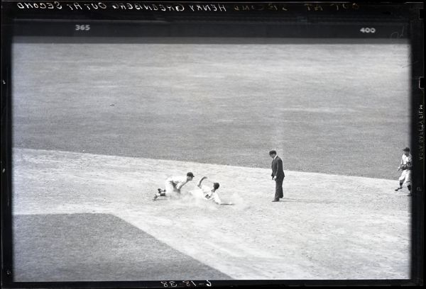 1938 Hank Greenberg Detroit Tigers Doc Cramer Boston Red Sox Acetate File Negative (Chicago Sun Times Hologram/MEARS Auction LOA) - Lot of 2 