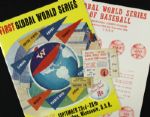 1955 First Global World Series Program Ticket & Roster Sheet