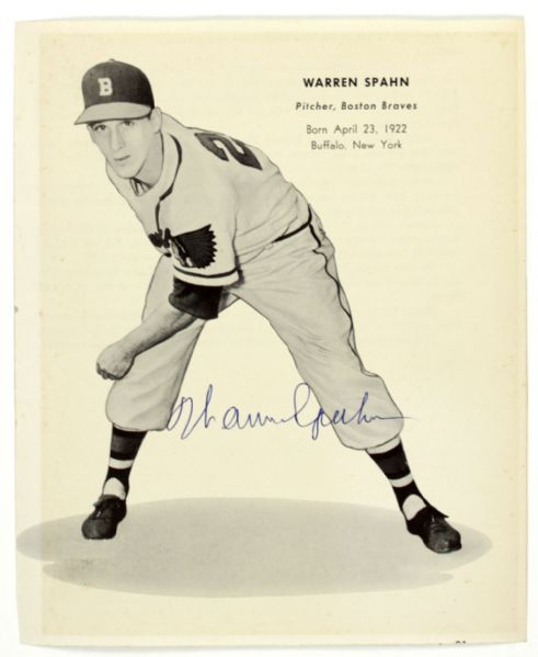 1950s Warren Spahn Boston Braves Signed Magazine Photo - JSA 