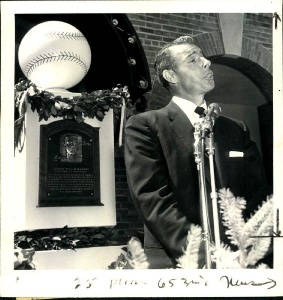 1955 Joe DiMaggio Hall of Fame Induction Ceremony "The Sporting News Collection Archives" Original Photo (Sporting News Collection Hologram/MEARS Photo LOA)