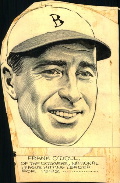 1928-32 Lefty ODoul Brooklyn Dodgers New York Giants "The Sporting News" Original Illustration Artwork (Sporting News Collection Hologram/MEARS LOA) Unique, 1:1 - Lot of 2