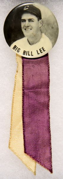 1940s PM10 Big Bill Lee Pinback Button with Ribbon
