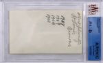 Al Schweitzer signed 3x5 Index Card (BVG/JSA Authentic & Encapsulated)