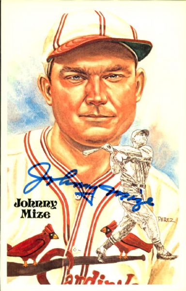 1981 Johnny Mize St. Louis Cardinals Signed Perez Steele Card - JSA 