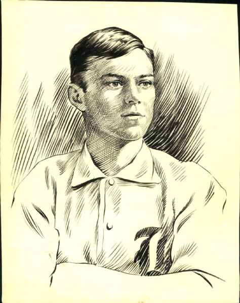 1886-94 Matt Kilroy "The Sporting News" Original Illustration Artwork (Sporting News Collection Hologram/MEARS LOA) Unique, 1:1