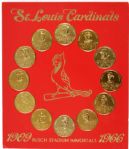 1966 St. Louis Cardinals Commemorative Coin Set - 12 With Original Holder