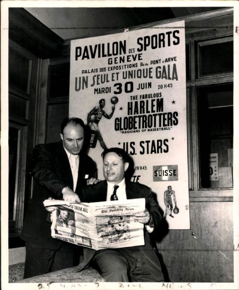 1953 Sporting News and Harlem Globetrotters in Switzerland "TSN Collection Archives" Original 8" x 10" Photo (Sporting News Collection Hologram/MEARS Photo LOA)