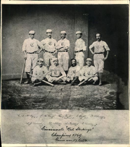 1869 Cincinnati Red Stockings Team Photo "The Sporting News Collection Archives" Original 8" x 9" Photo (Sporting News Collection Hologram/MEARS Photo LOA)