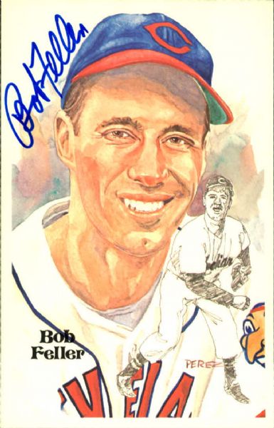 1980 Bob Feller Cleveland Indians Signed Perez Steele Card - JSA