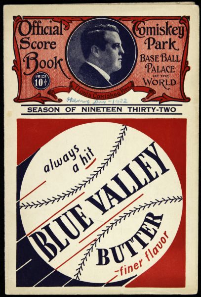 1932 Chicago White Sox vs. St. Louis Browns Official Scorecard