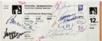 1994 Winter Olympics Ticket from Lillehammer signed by (5) Skaters (JSA) - Bonnie Blair, Nancy Kerrigan, Dan Janssen, Tanya Harding, & Eric Heiden