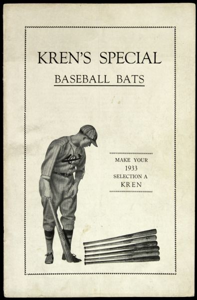 1933 Krens Special Bat Catalog (Originally from the estate of the family) MEARS LOA