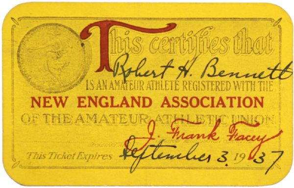 1937 New England Association Amateur Athlete Card