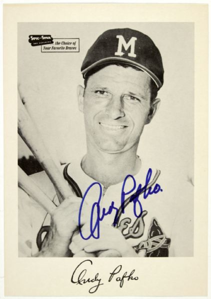 1953-57 Andy Pafko Milwaukee Braves Spic and Span Signed 7x10 Photo - JSA