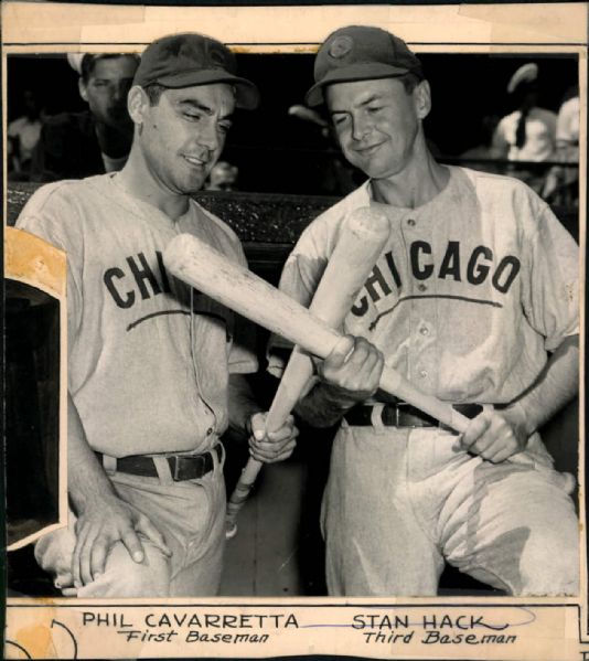 1943-47 Phil Cavaretta Stan Hack Chicago Cubs "The Sporting News Collection Archives" Original Photo (Sporting News Collection Hologram/MEARS Photo LOA)