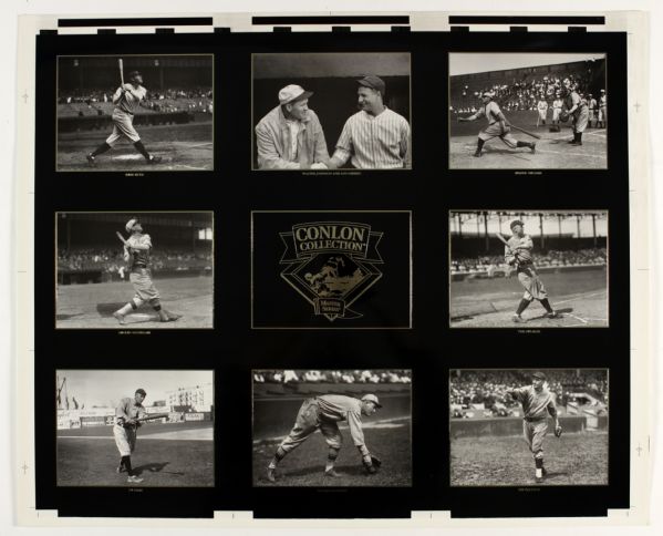 1990s Charles Conlon Master Series 32" x 26" Baseball Poster With Babe Ruth Ty Cobb Walter Johnson 