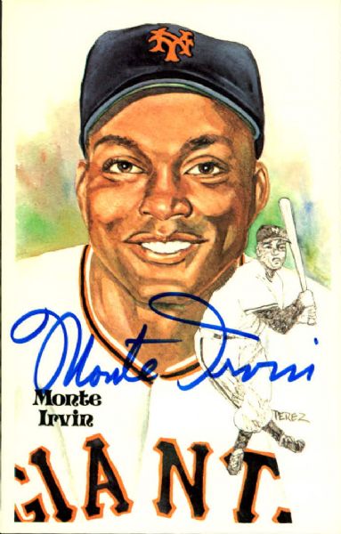 1981 Monte Irvin New York Giants Signed Perez Steele Postcard - JSA 