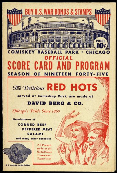 1945 Chicago White Sox vs. St. Louis Browns Scorecard 
