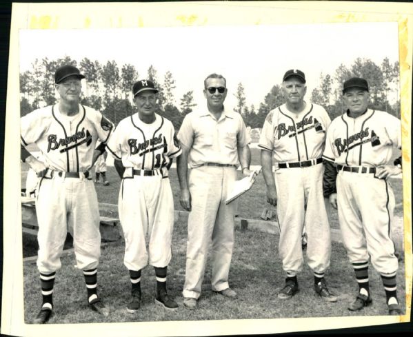 1955 Milwaukee Braves Farm System Training Camp Instructors "The Sporting News Collection Archives" Original 8" x 9.5" Photo (Sporting News Collection Hologram/MEARS Photo LOA)