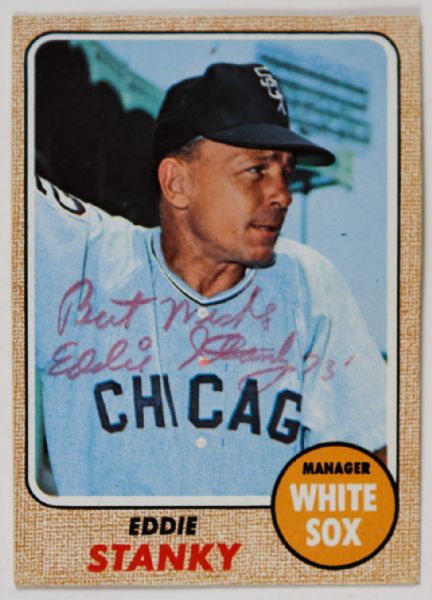 1968 Topps Eddie Stanky Autographed Card (JSA)