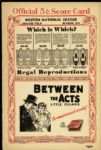 1931 Boston Braves vs. Boston Red Sox Official Scorecard