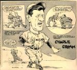 1932-49 Charlie Grimm Chicago Cubs "The Sporting News" Original Illustration Artwork (Sporting News Collection Hologram/MEARS LOA) Unique, 1:1