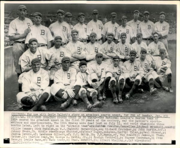 1914 Boston Braves Miracle Team "The Sporting News Collection Archives" Original Photo (Sporting News Collection Hologram/MEARS Photo LOA)