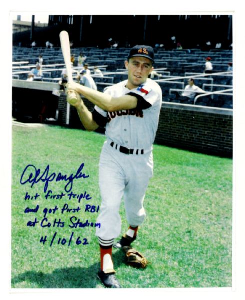 Al Spangler Houston Colt 45s Signed 8x10 Photo - JSA