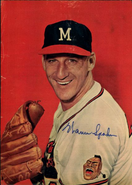 1957 era Warren Spahn Milwaukee Braves Signed 8" x 11" Magazine Photo - JSA