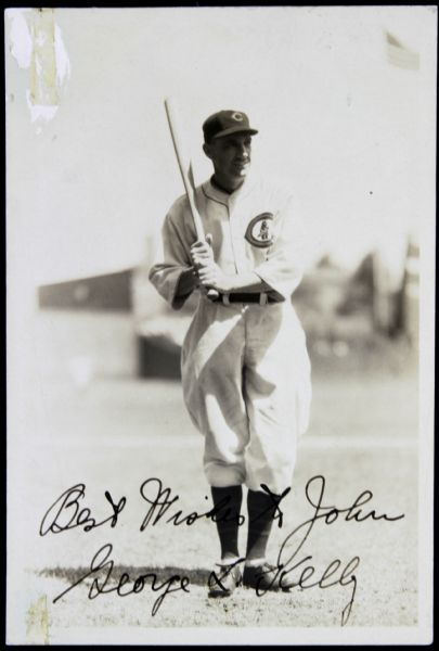 1930 George Kelly Chicago Cubs Signed George Burke Postcard - JSA 