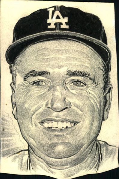 1939-76 Walter Alston Brooklyn Dodgers / Los Angeles Dodgers "The Sporting News" Original Illustration Artwork (Sporting News Collection Hologram/MEARS LOA) Unique, 1:1 - Lot of 7