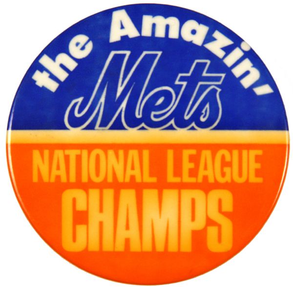 1960s New York Mets NL Champs Pinback Button - "The Amazin Mets"