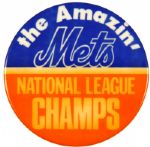1960s New York Mets NL Champs Pinback Button - "The Amazin Mets"