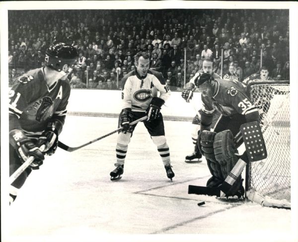 1969 Stan Mikita Tony Esposito and Henri Richard "TSN Collection Archives" Original 8" x 10" Photo (Sporting News Collection Hologram/MEARS Photo LOA)