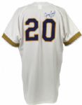 2001 Jeromy Burnitz Milwaukee Brewers Game Worn Twice Signed Throwback Jersey - (MEARS A10 / JSA)