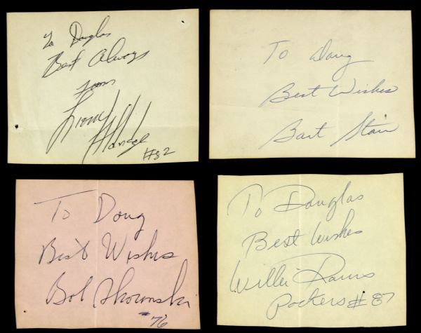 1960s Green Bay Packers Signed Cuts - Lot of 7 With Vince Lombardi Henry Jordan Bart Starr Lionel Aldridge - JSA 